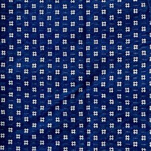 VINTAGE JAPANESE TEXTILE AIZOME INDIGO BLUE CROSSHATCH FABRIC - 40" X 38"